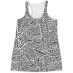 Grey And White Aztec Pattern Print Women's Racerback Tank Top