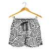 Grey And White Aztec Pattern Print Women's Shorts