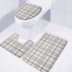 Grey And White Border Tartan Print 3 Piece Bath Mat Set