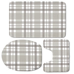 Grey And White Border Tartan Print 3 Piece Bath Mat Set