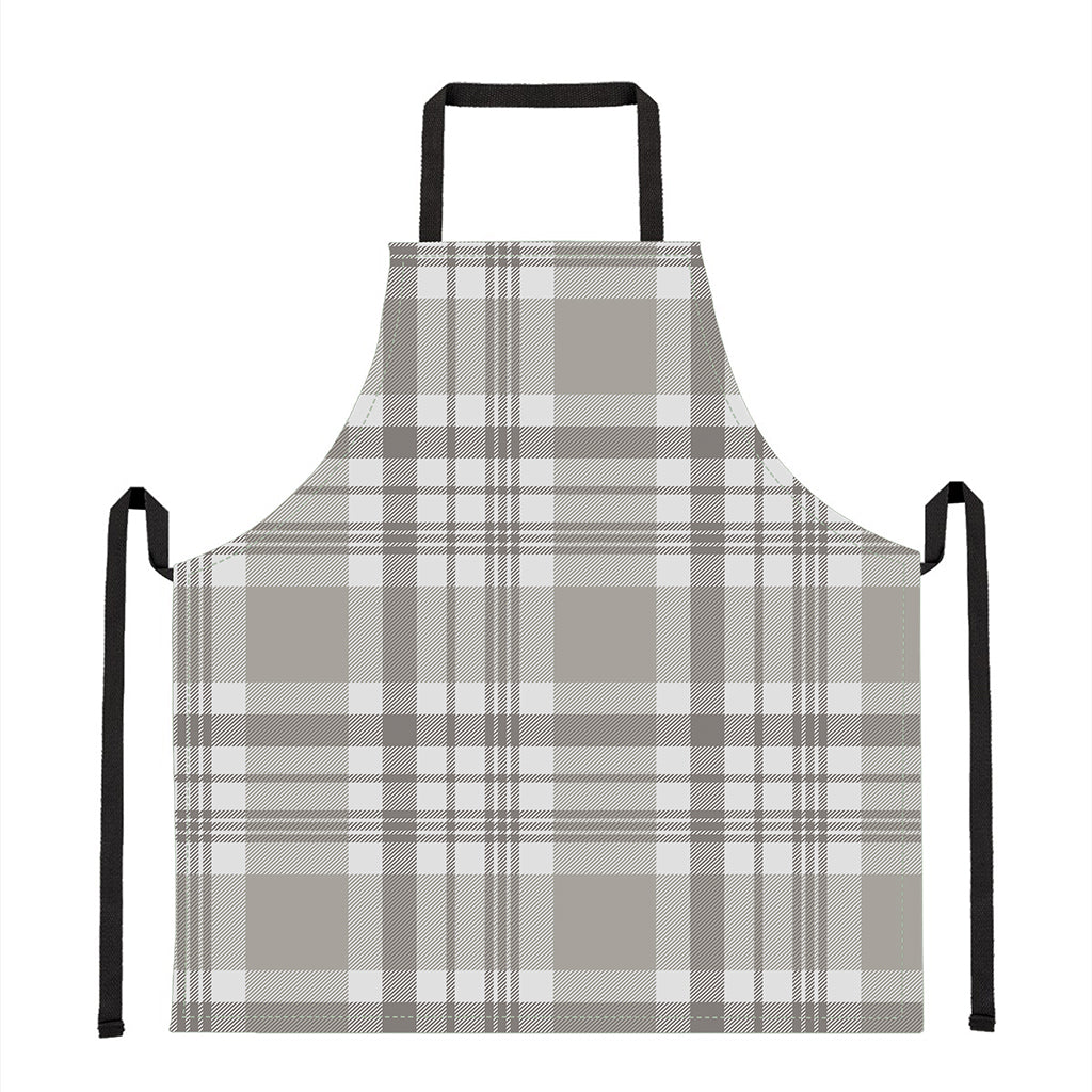 Grey And White Border Tartan Print Apron