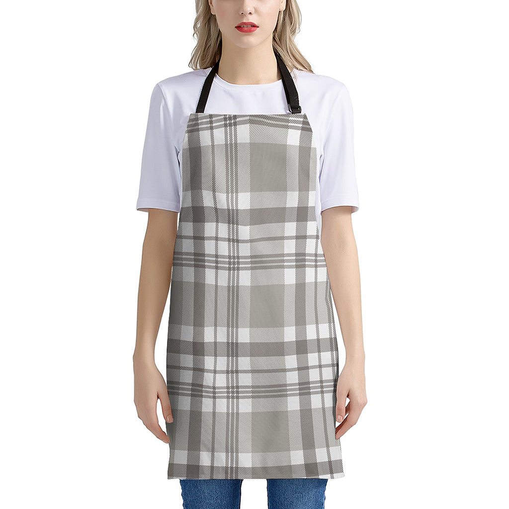 Grey And White Border Tartan Print Apron