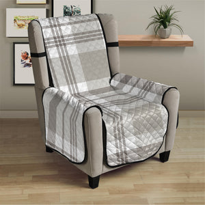 Grey And White Border Tartan Print Armchair Protector