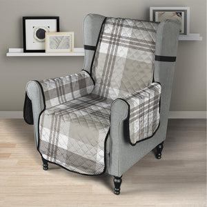 Grey And White Border Tartan Print Armchair Protector