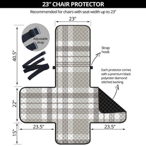 Grey And White Border Tartan Print Armchair Protector