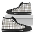 Grey And White Border Tartan Print Black High Top Sneakers