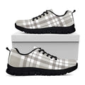 Grey And White Border Tartan Print Black Running Shoes