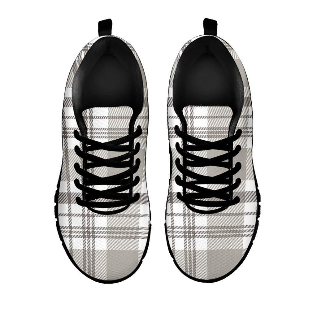 Grey And White Border Tartan Print Black Sneakers