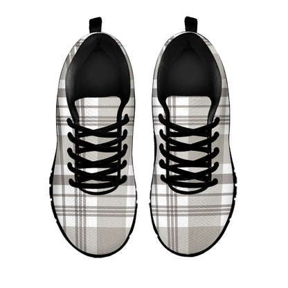 Grey And White Border Tartan Print Black Sneakers