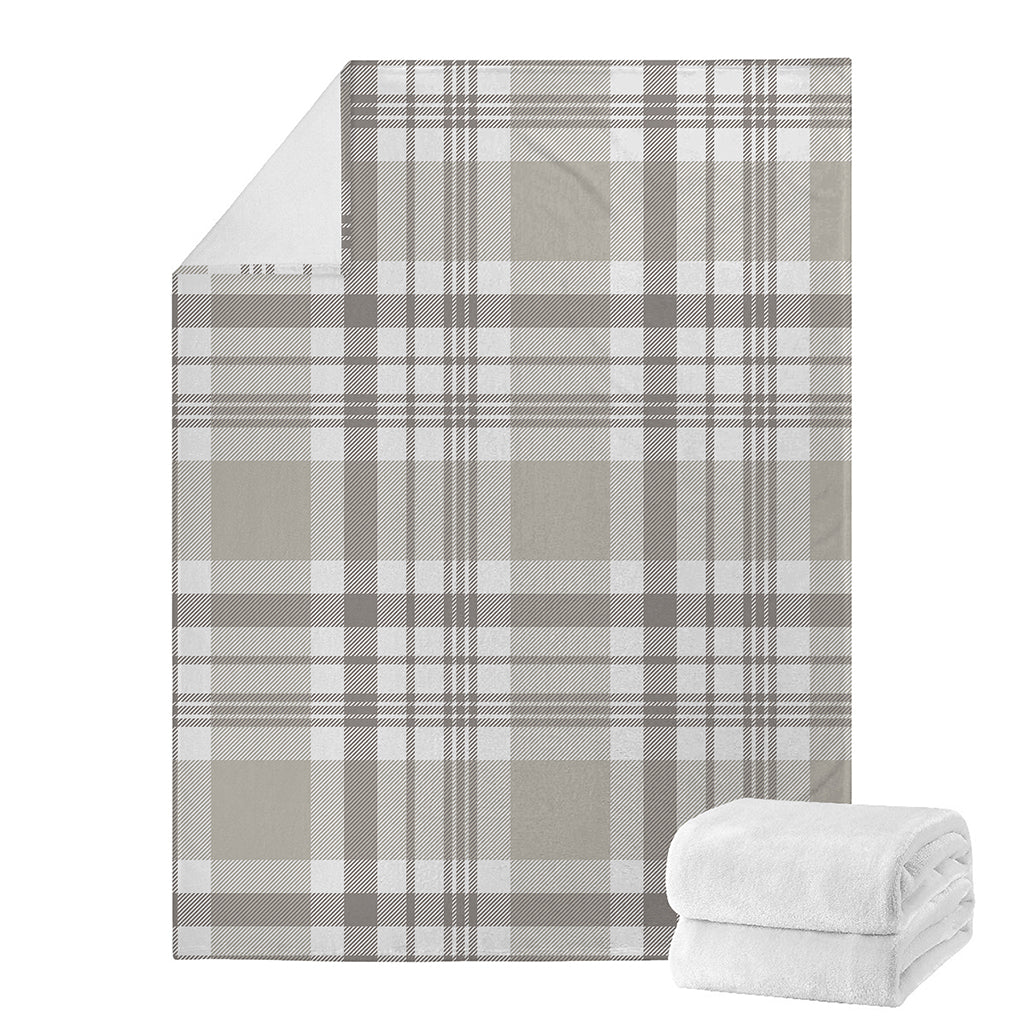 Grey And White Border Tartan Print Blanket