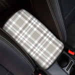 Grey And White Border Tartan Print Car Center Console Cover