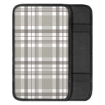 Grey And White Border Tartan Print Car Center Console Cover