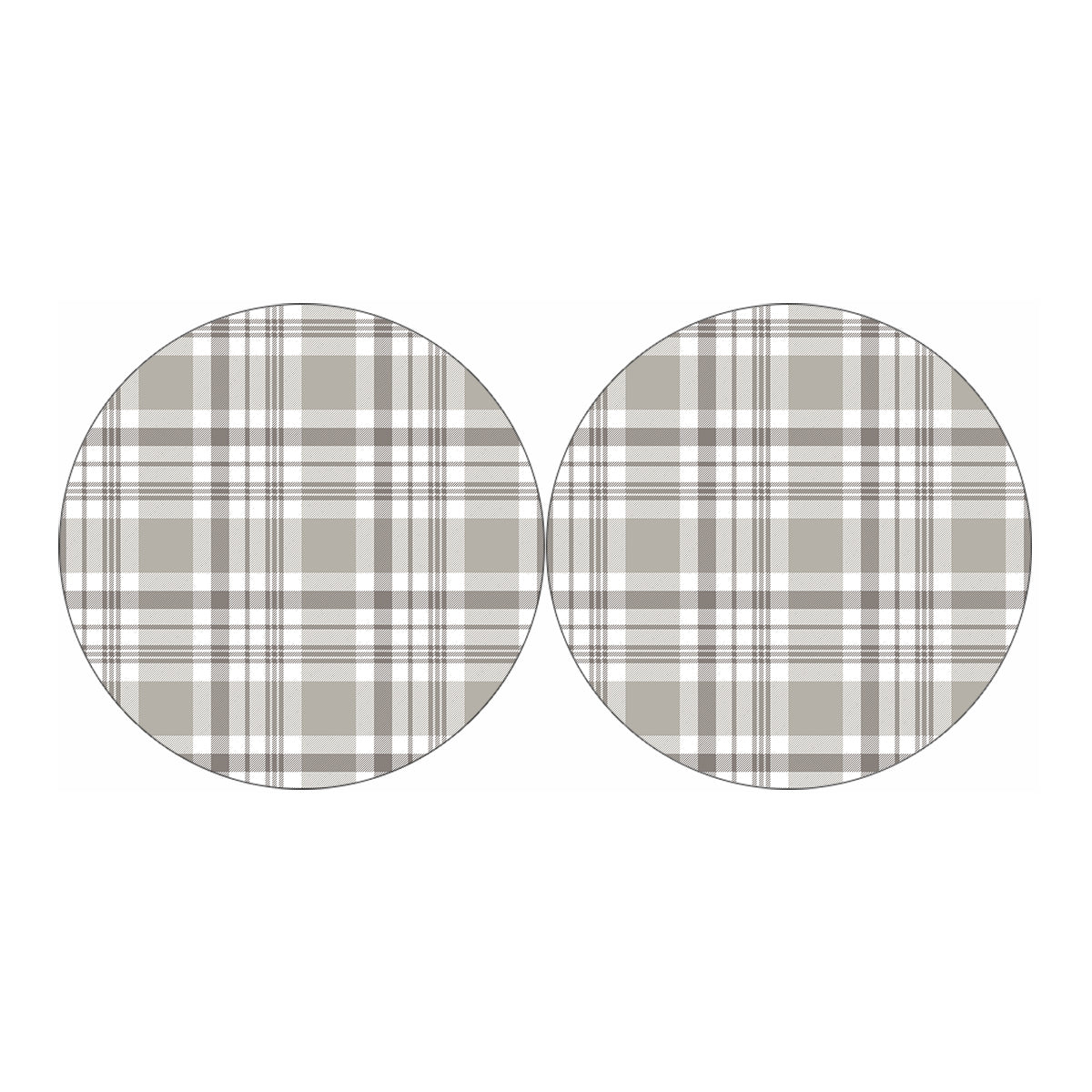 Grey And White Border Tartan Print Car Coasters