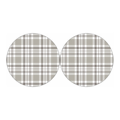 Grey And White Border Tartan Print Car Coasters