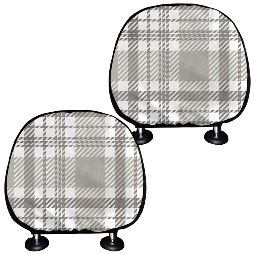 Grey And White Border Tartan Print Car Headrest Covers