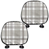 Grey And White Border Tartan Print Car Headrest Covers