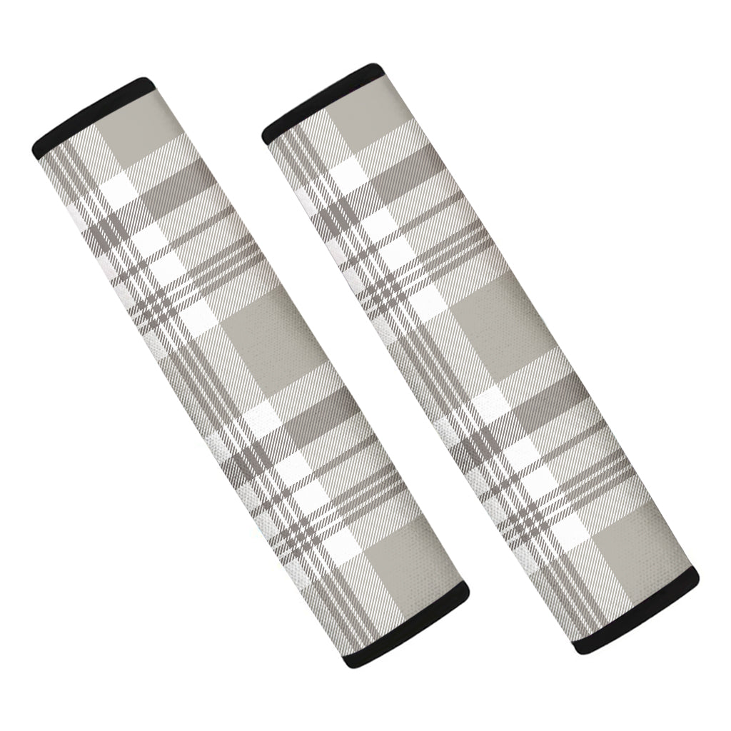 Grey And White Border Tartan Print Car Seat Belt Covers