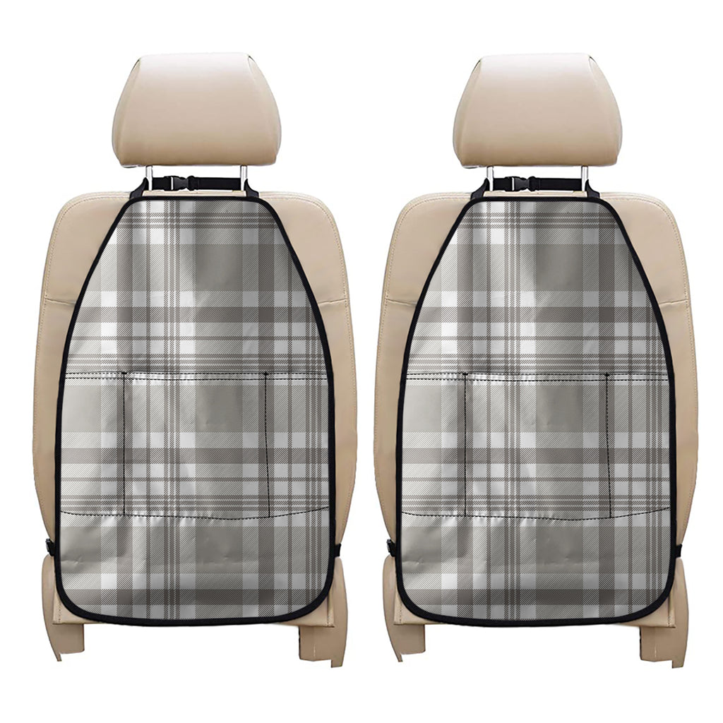 Grey And White Border Tartan Print Car Seat Organizers