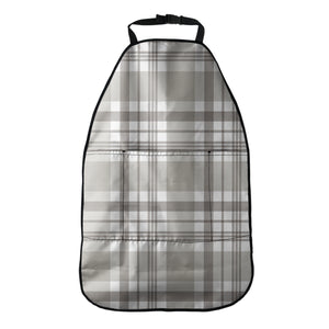 Grey And White Border Tartan Print Car Seat Organizers