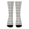 Grey And White Border Tartan Print Crew Socks