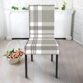 Grey And White Border Tartan Print Dining Chair Slipcover