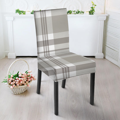 Grey And White Border Tartan Print Dining Chair Slipcover