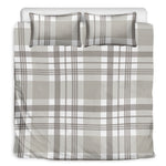 Grey And White Border Tartan Print Duvet Cover Bedding Set