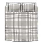 Grey And White Border Tartan Print Duvet Cover Bedding Set