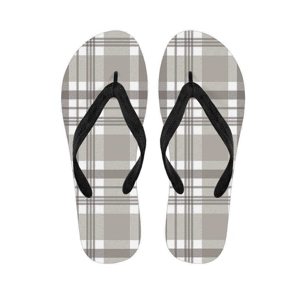 Grey And White Border Tartan Print Flip Flops