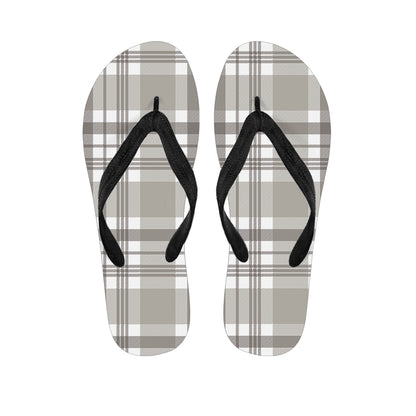 Grey And White Border Tartan Print Flip Flops