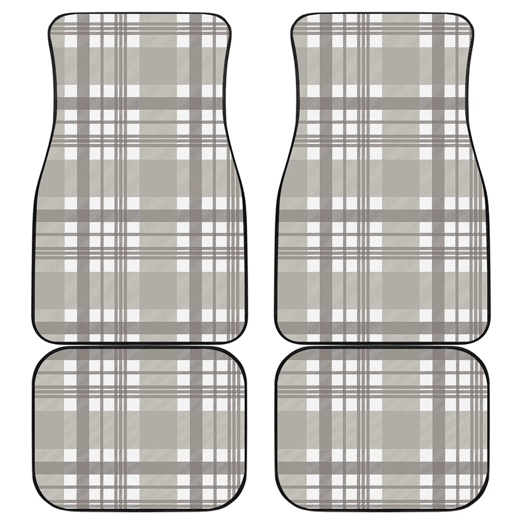 Grey And White Border Tartan Print Front and Back Car Floor Mats