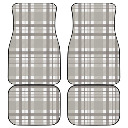 Grey And White Border Tartan Print Front and Back Car Floor Mats