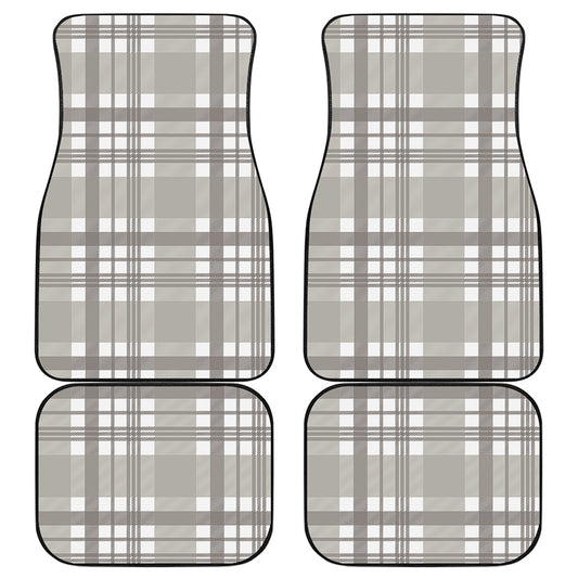 Grey And White Border Tartan Print Front and Back Car Floor Mats
