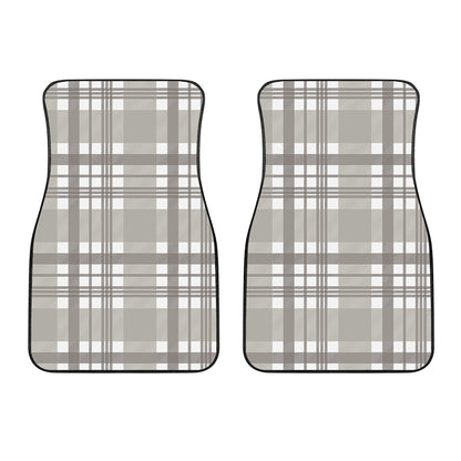 Grey And White Border Tartan Print Front Car Floor Mats