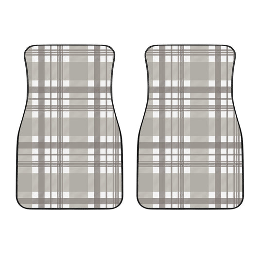Grey And White Border Tartan Print Front Car Floor Mats
