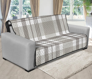 Grey And White Border Tartan Print Futon Protector