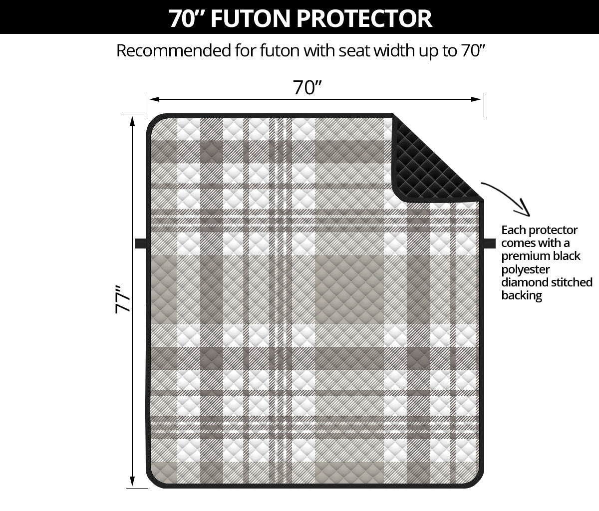 Grey And White Border Tartan Print Futon Protector