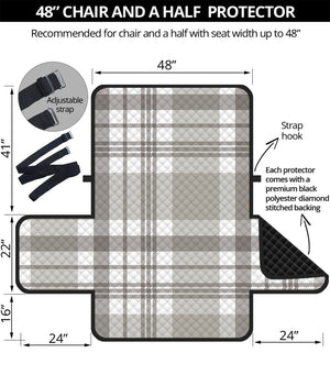 Grey And White Border Tartan Print Half Sofa Protector