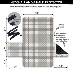 Grey And White Border Tartan Print Half Sofa Protector