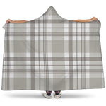 Grey And White Border Tartan Print Hooded Blanket