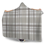 Grey And White Border Tartan Print Hooded Blanket