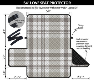 Grey And White Border Tartan Print Loveseat Protector