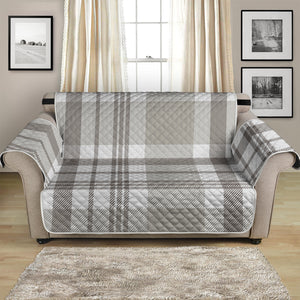 Grey And White Border Tartan Print Loveseat Protector