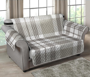 Grey And White Border Tartan Print Loveseat Protector