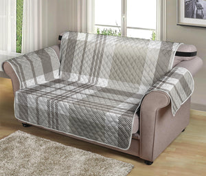 Grey And White Border Tartan Print Loveseat Protector