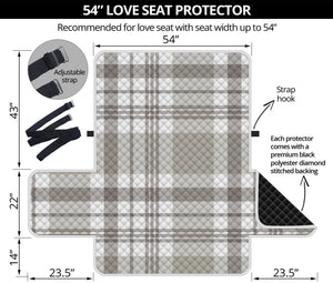 Grey And White Border Tartan Print Loveseat Protector