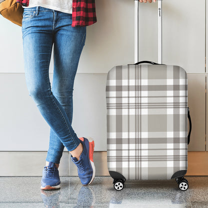 Grey And White Border Tartan Print Luggage Cover