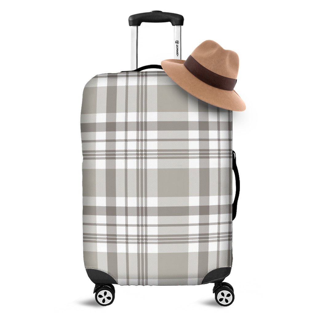 Grey And White Border Tartan Print Luggage Cover