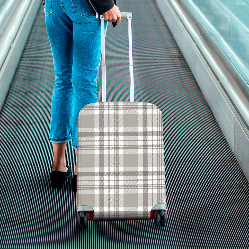 Grey And White Border Tartan Print Luggage Cover