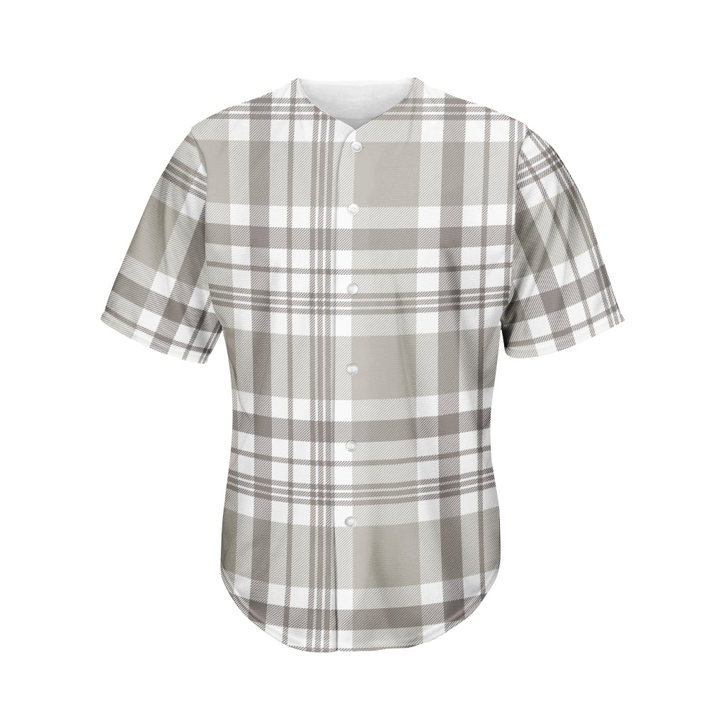 Grey And White Border Tartan Print Men's Baseball Jersey